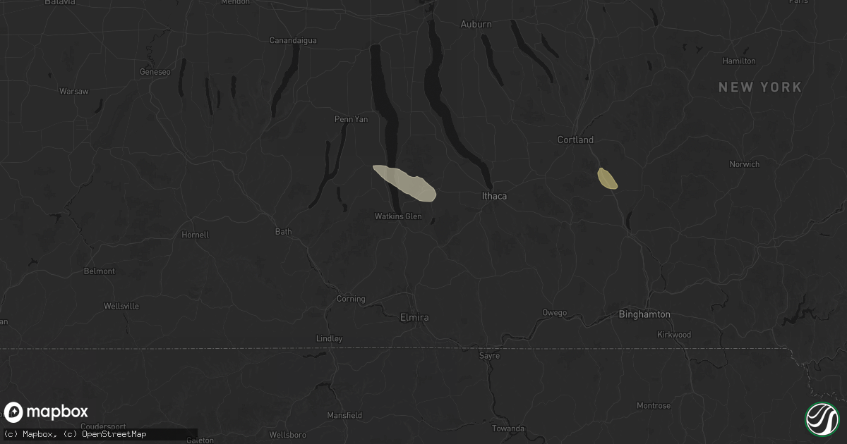 Hail map in Odessa, NY on July 3, 2026