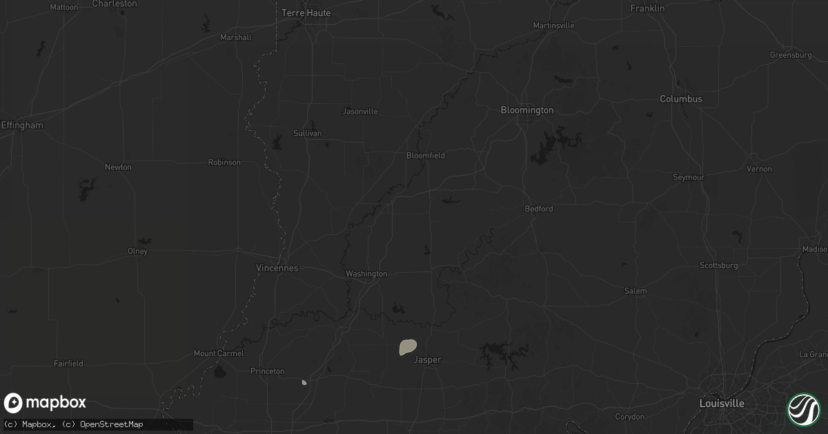 Hail map in Odon, IN on July 3, 2026