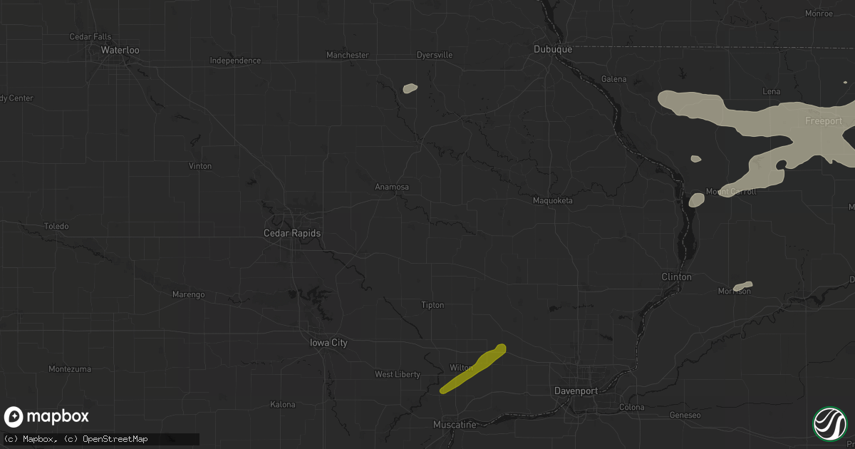 Hail map in Olin, IA on July 3, 2026