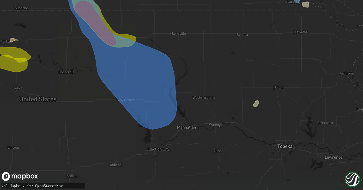 Hail map in Olsburg, KS on July 3, 2026