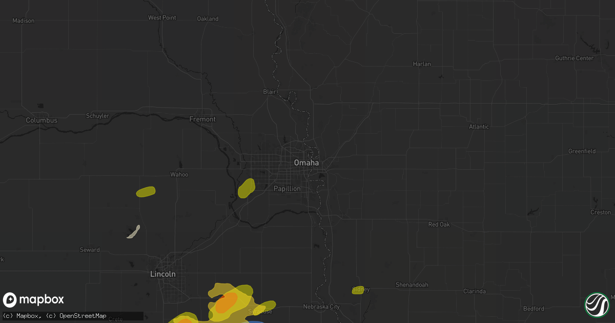 Hail map in Omaha, NE on July 3, 2026
