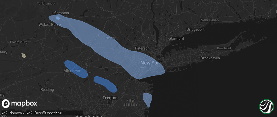 Hail map in Orange, NJ on July 3, 2026