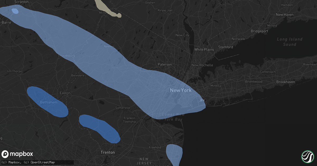 Hail map in Orange, NJ on July 3, 2026