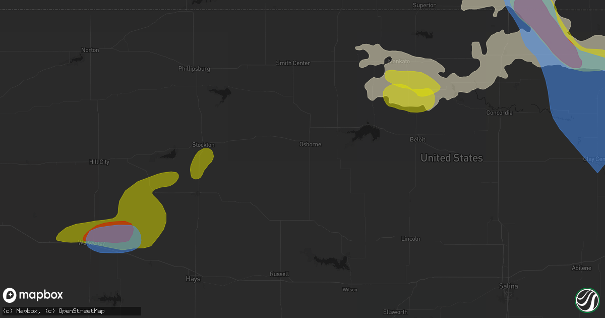 Hail map in Osborne, KS on July 3, 2026