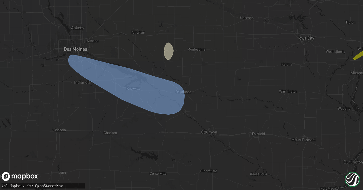 Hail map in Oskaloosa, IA on July 3, 2026