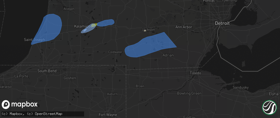 Hail map in Osseo, MI on July 3, 2026