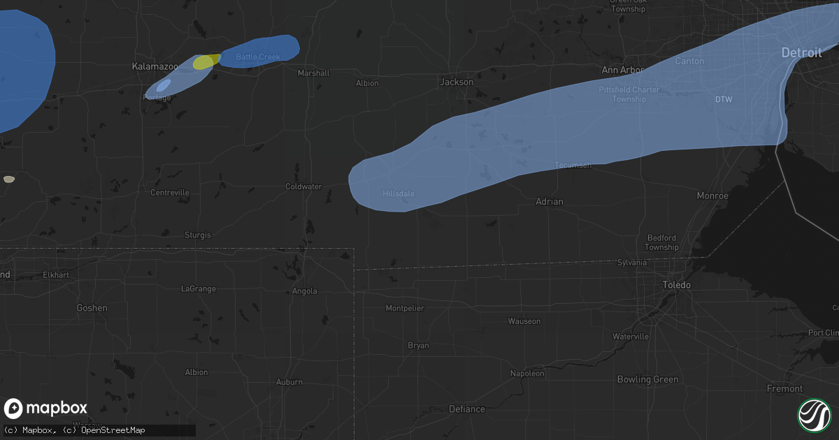 Hail map in Osseo, MI on July 3, 2026