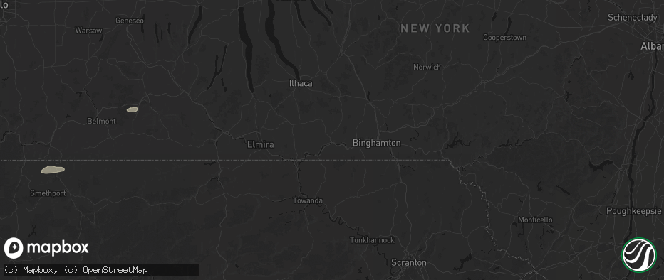 Hail map in Owego, NY on July 3, 2026