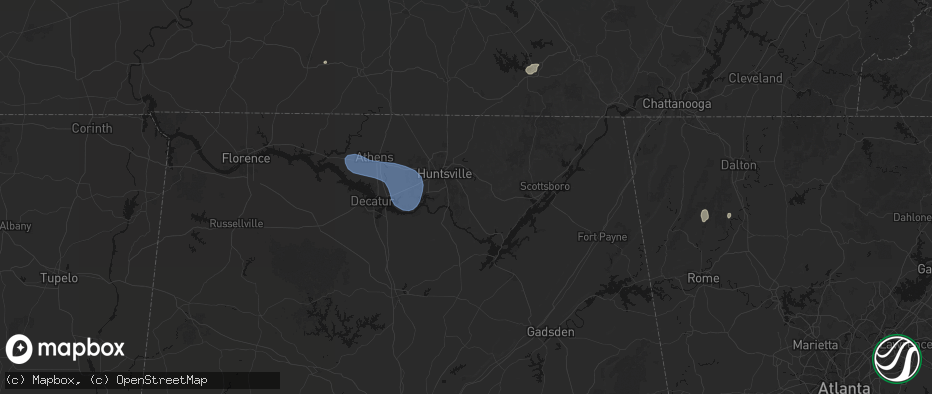 Hail map in Owens Cross Roads, AL on July 3, 2026