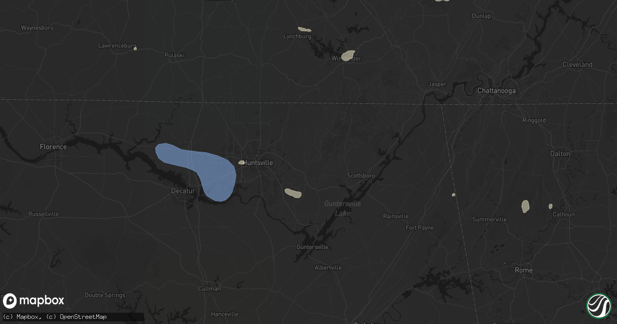 Hail map in Paint Rock, AL on July 3, 2026