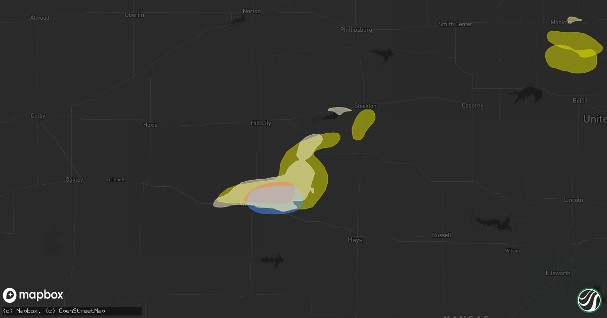 Hail map in Palco, KS on July 3, 2026