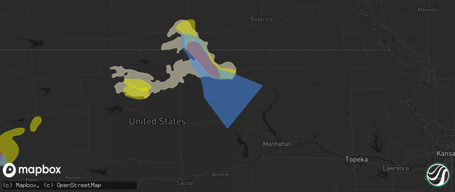 Hail map in Palmer, KS on July 3, 2026