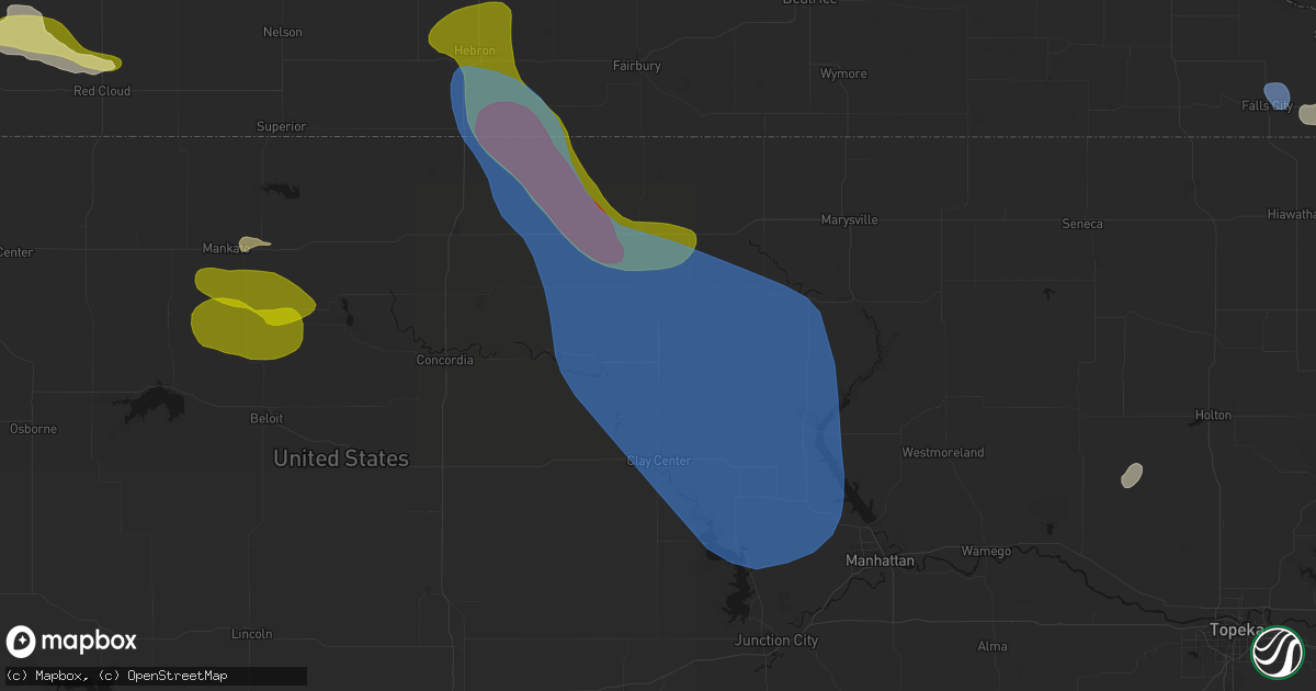 Hail map in Palmer, KS on July 3, 2026