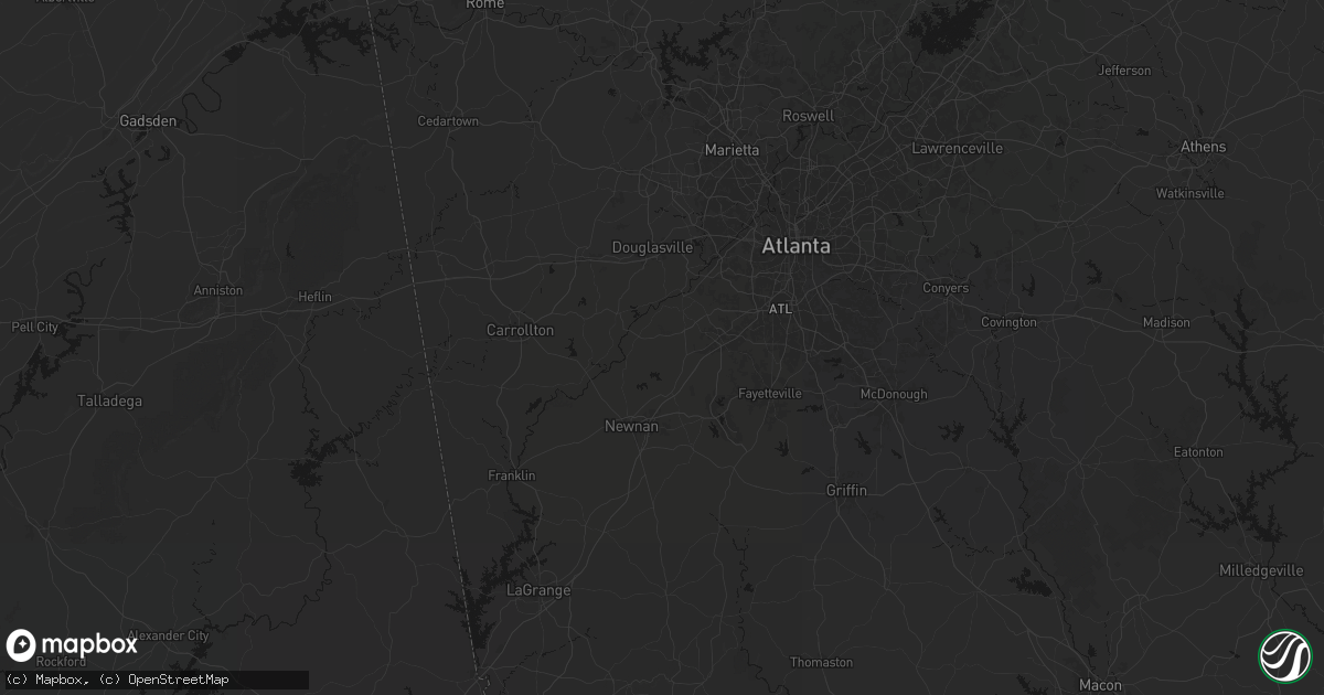 Hail map in Palmetto, GA on July 3, 2026