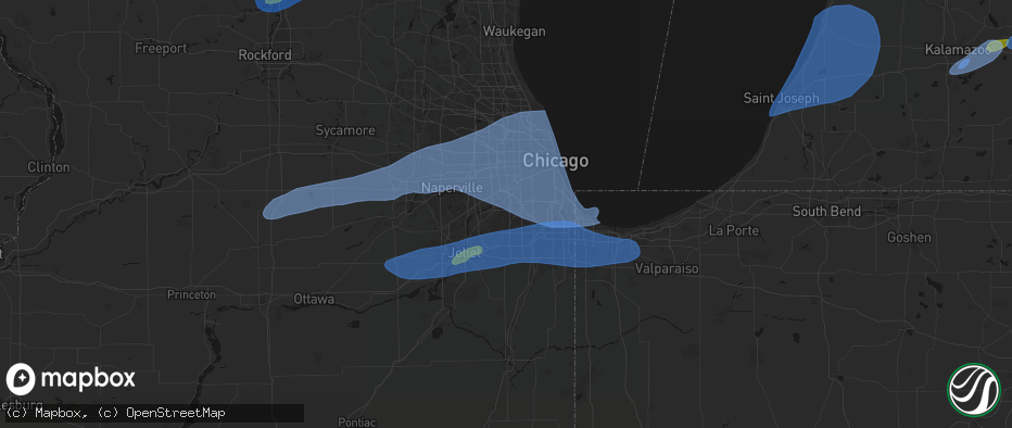 Hail map in Palos Park, IL on July 3, 2026