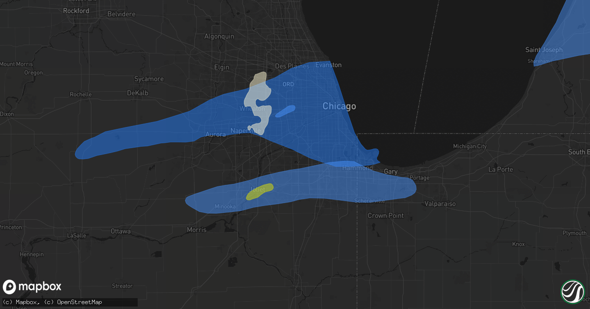 Hail map in Palos Park, IL on July 3, 2026