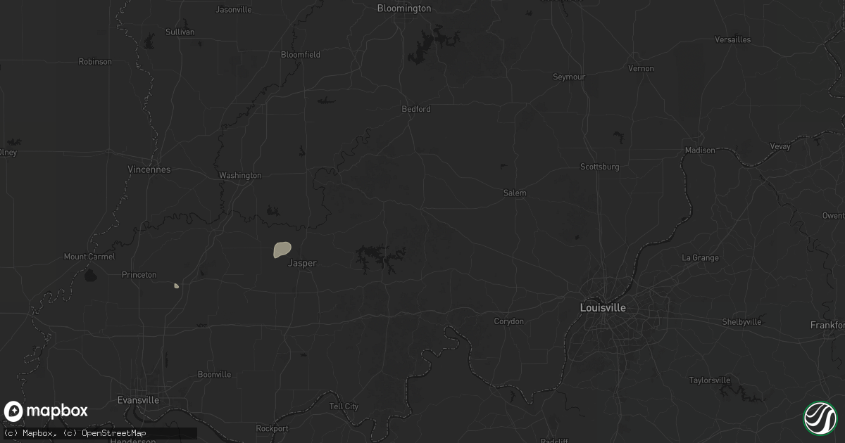 Hail map in Paoli, IN on July 3, 2026