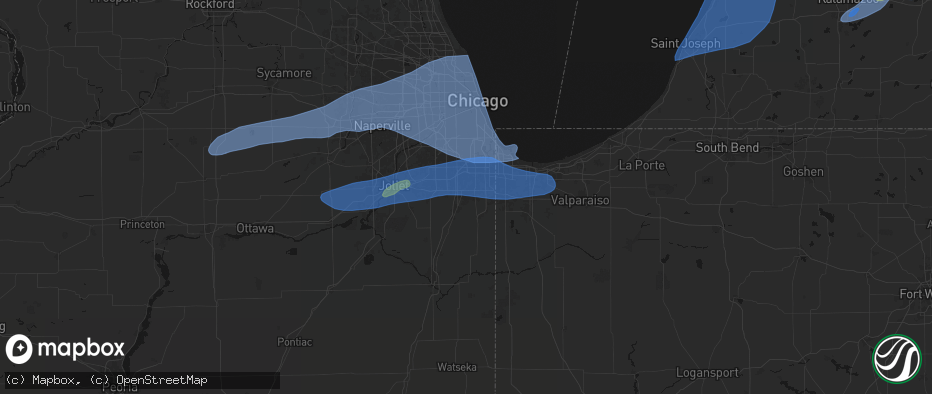 Hail map in Park Forest, IL on July 3, 2026