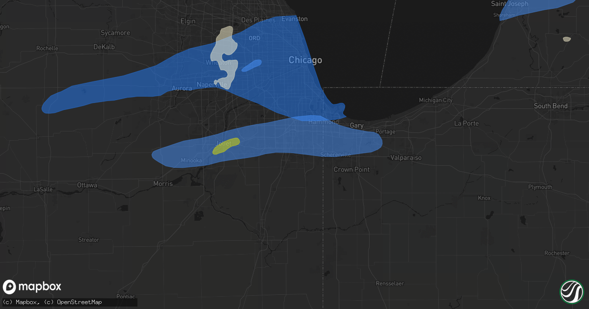 Hail map in Park Forest, IL on July 3, 2026
