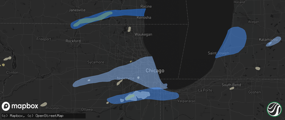 Hail map in Park Ridge, IL on July 3, 2026
