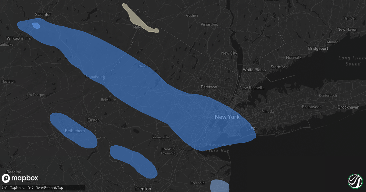 Hail map in Parsippany, NJ on July 3, 2026