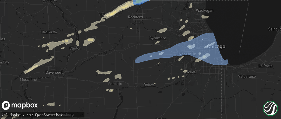 Hail map in Paw Paw, IL on July 3, 2026