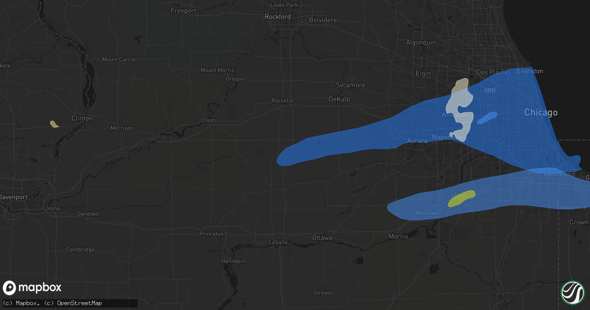 Hail map in Paw Paw, IL on July 3, 2026