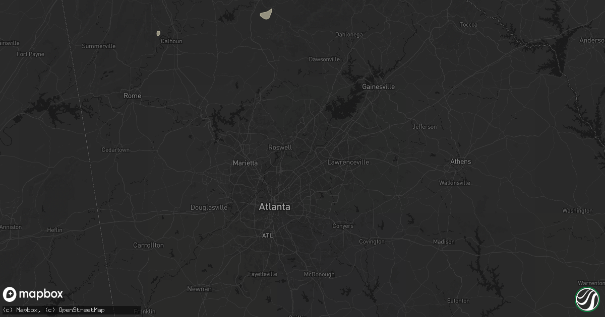 Hail map in Peachtree Corners, GA on July 3, 2026