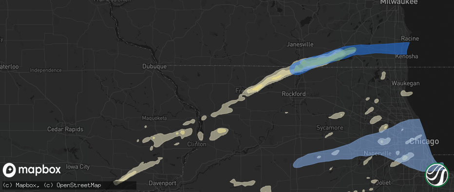 Hail map in Pearl City, IL on July 3, 2026