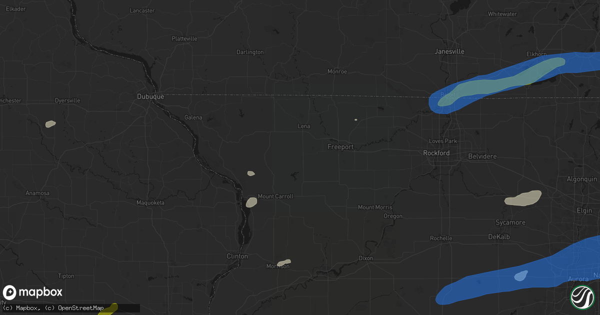 Hail map in Pearl City, IL on July 3, 2026