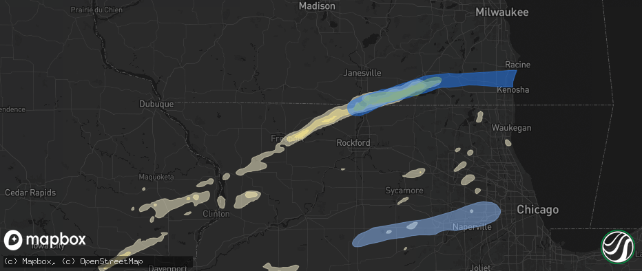 Hail map in Pecatonica, IL on July 3, 2026