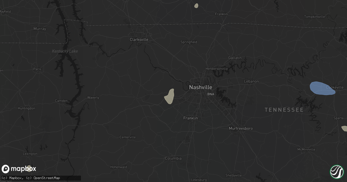 Hail map in Pegram, TN on July 3, 2026