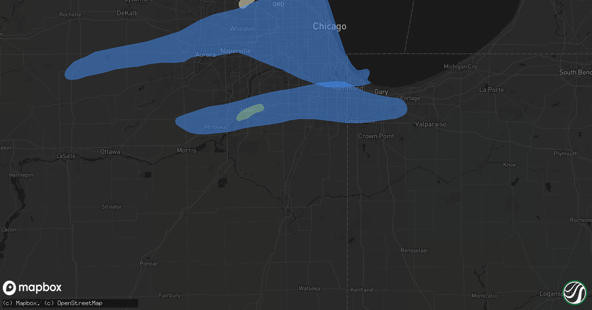 Hail map in Peotone, IL on July 3, 2026