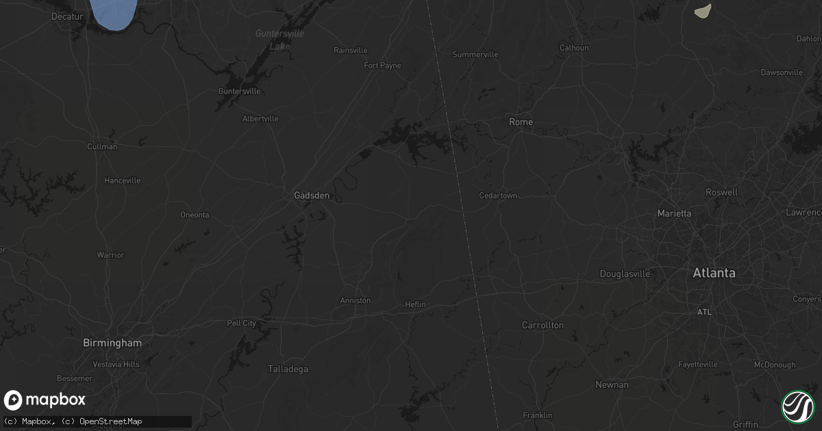 Hail map in Piedmont, AL on July 3, 2026