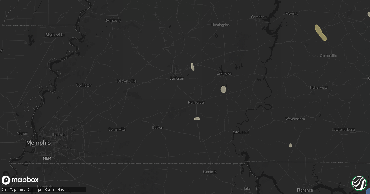 Hail map in Pinson, TN on July 3, 2026