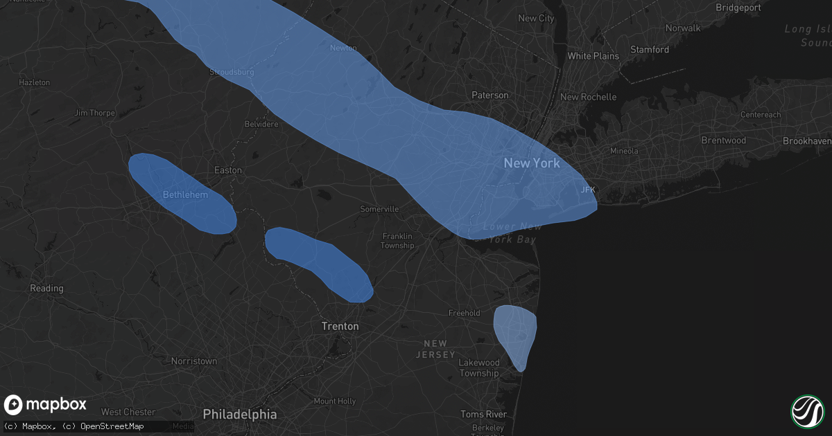 Hail map in Piscataway, NJ on July 3, 2026