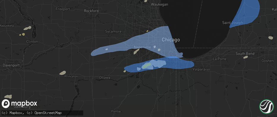 Hail map in Plainfield, IL on July 3, 2026
