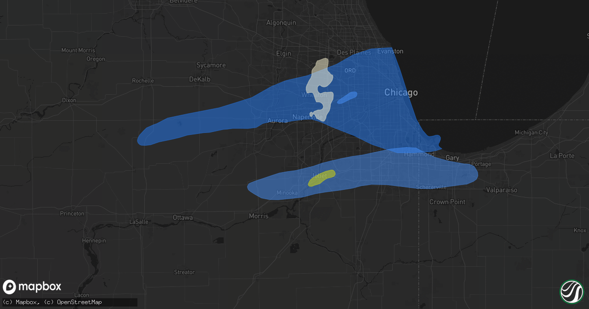 Hail map in Plainfield, IL on July 3, 2026