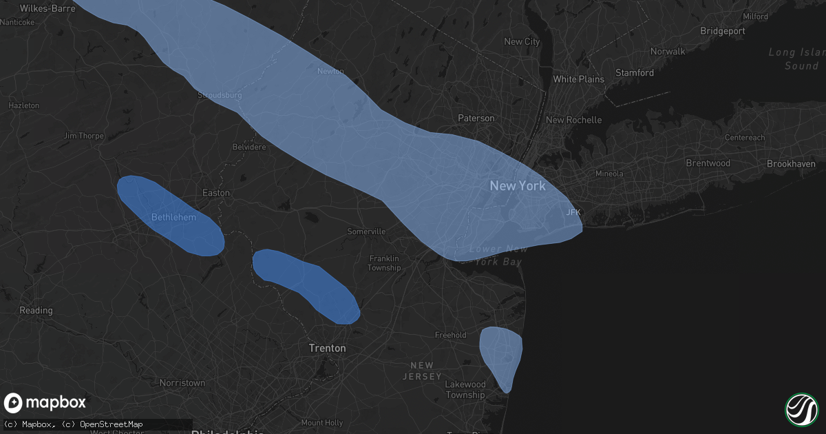 Hail map in Plainfield, NJ on July 3, 2026