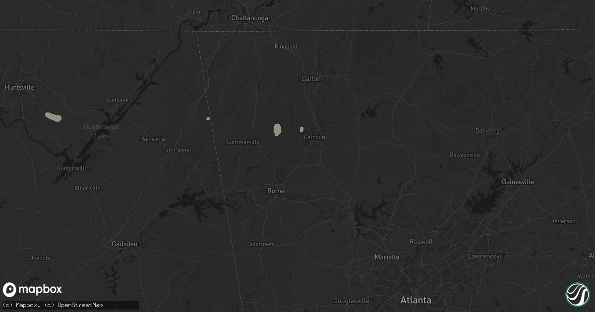 Hail map in Plainville, GA on July 3, 2026