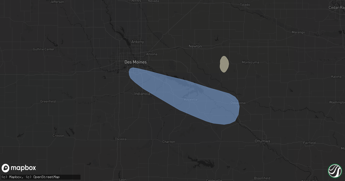Hail map in Pleasantville, IA on July 3, 2026