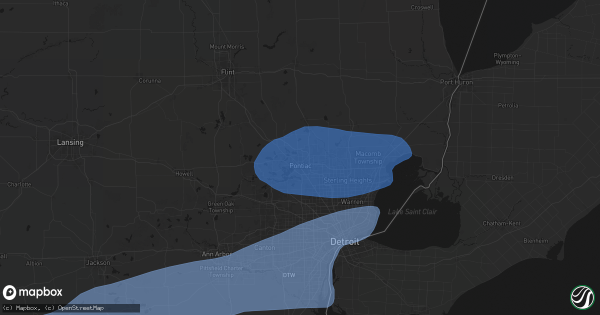 Hail map in Pontiac, MI on July 3, 2026