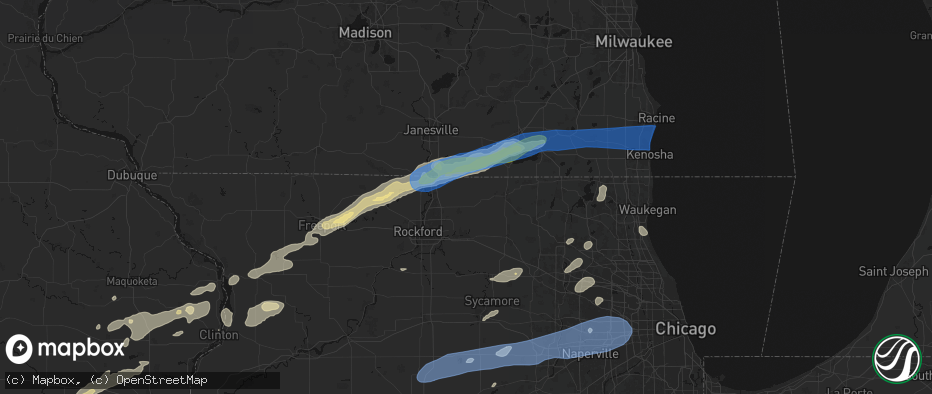 Hail map in Poplar Grove, IL on July 3, 2026