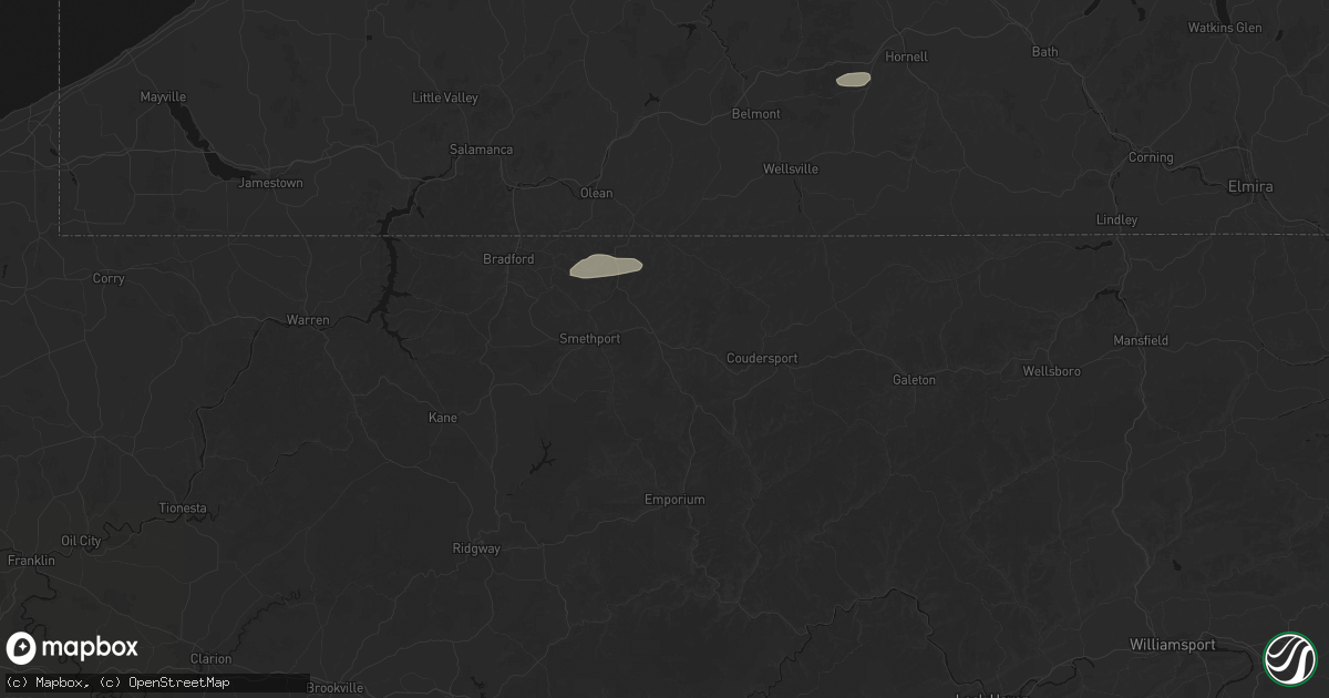 Hail map in Port Allegany, PA on July 3, 2026