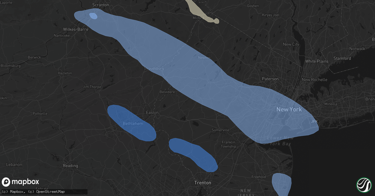 Hail map in Port Murray, NJ on July 3, 2026