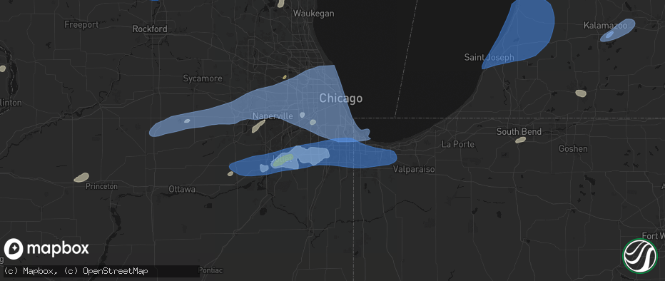 Hail map in Posen, IL on July 3, 2026