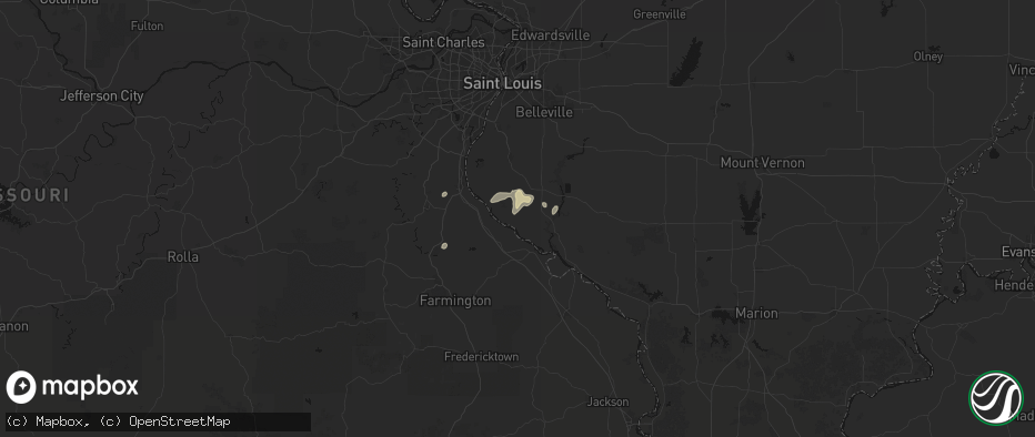 Hail map in Prairie Du Rocher, IL on July 3, 2026