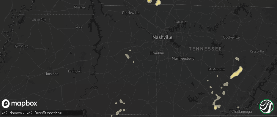 Hail map in Primm Springs, TN on July 3, 2026