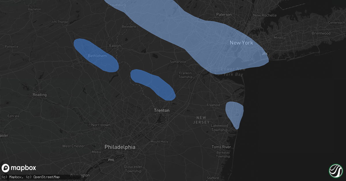 Hail map in Princeton, NJ on July 3, 2026
