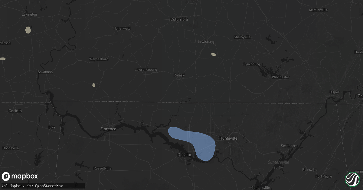 Hail map in Prospect, TN on July 3, 2026